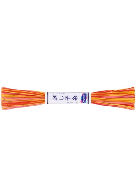Hilo para Sashiko color matizado naranja-amarillo-rosa