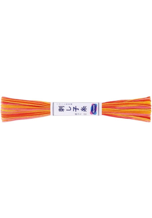 Hilo para Sashiko color matizado naranja-amarillo-rosa