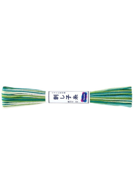 Hilo para Sashiko matizado color blanco-verde-turquesa