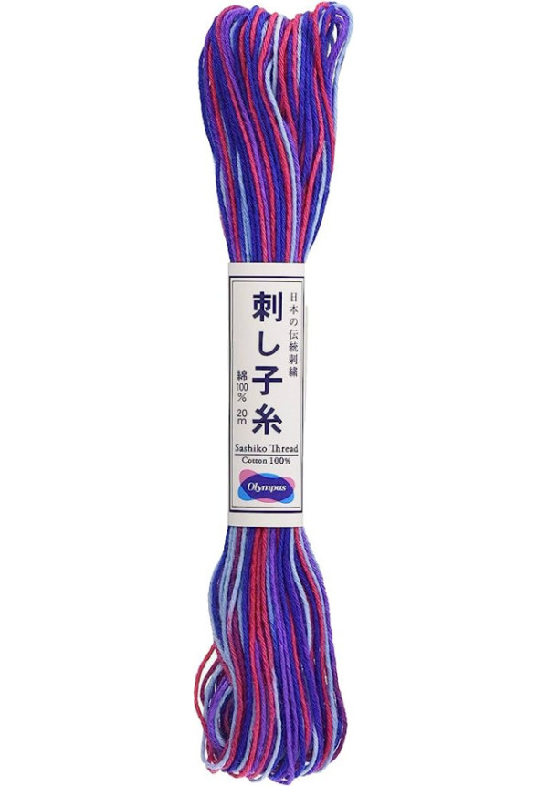 Hilo para Sashiko color matizado azul-violeta-fucsia
