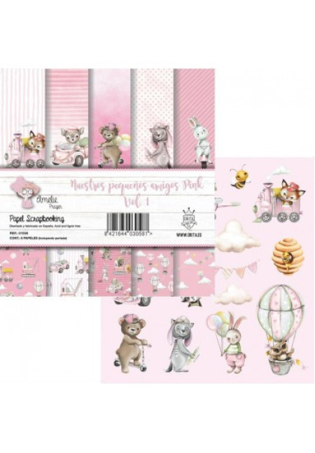 KIT DE PAPEL SCRAPBOOKING NUESTROS PEQUEÑOS AMIGOS PINK VOL.1 (SET 6 PAPELES) KIT DE PAPEL SCRAPBOOKING NUESTROS PEQUEÑOS AMIGOS PINK VOL.1 (SET 6 PAPELES)