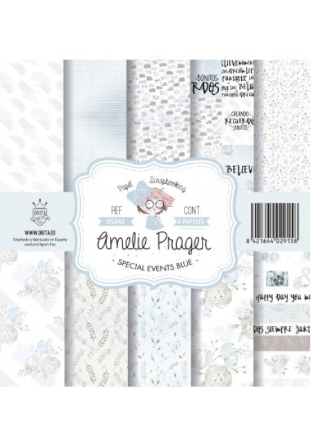 KIT DE PAPEL SCRAPBOOKING SPECIAL EVENTS BLUE (6 PAPELES)
