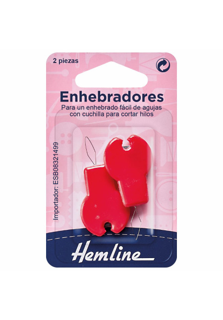 Enhebrador con mango de plástico y cuchilla