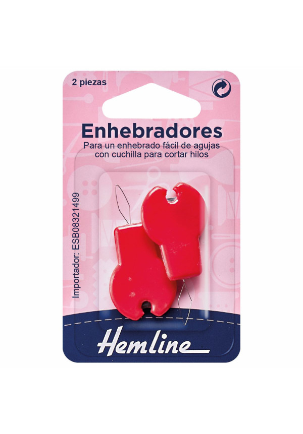 Enhebrador con mango de plástico y cuchilla