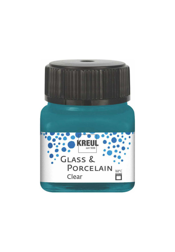 Pintura vidrio y porcelana GLASS&PORCELAIN Clear translúcida azul turquesa 20ml.