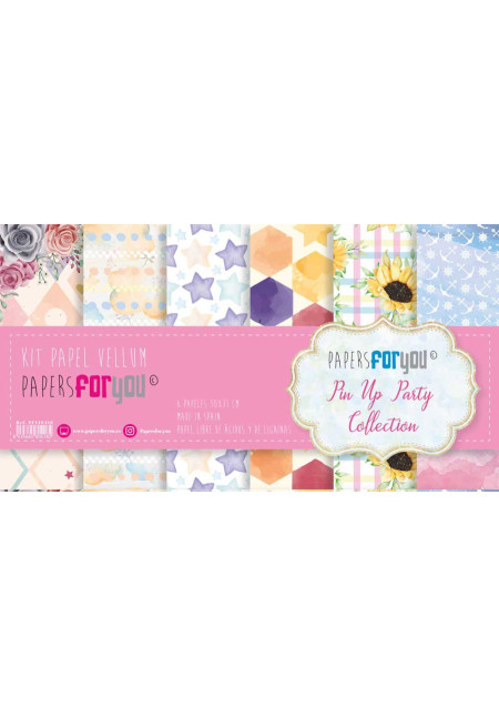 Kit Papel Scrap Vellum 6 Papeles 160gr (Pin Up Party)
