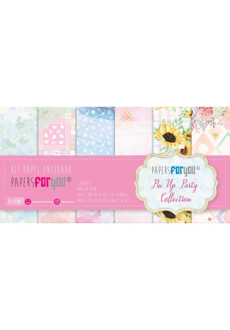 Kit 6 Papel Scrap Tela 125gr 12″x12″ (Pin Up Party)