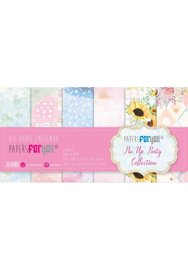 Kit 6 Papel Scrap Tela 125gr 12″x12″ (Pin Up Party)