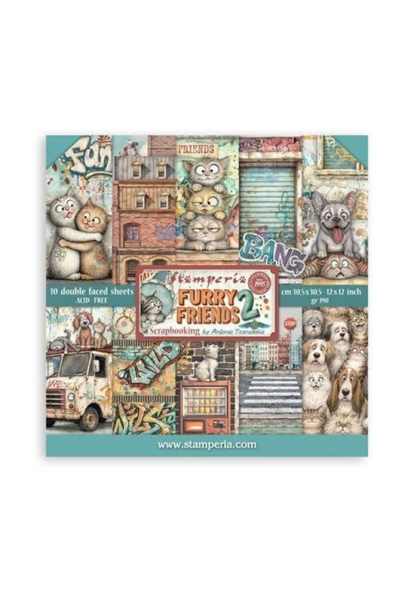 Paquete de papeles Furry Friends 2 de 12x12 pulgadas de Antonis Tzanidakis