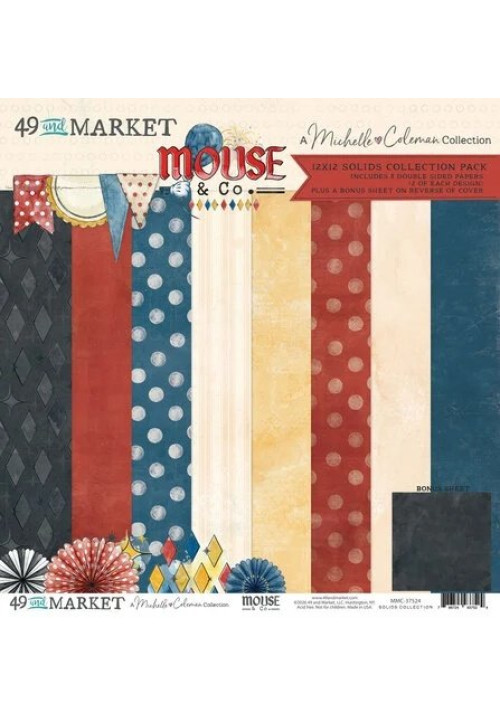 Paquete de la colección de colores lisos de 12x12 pulgadas de Mouse & Co.