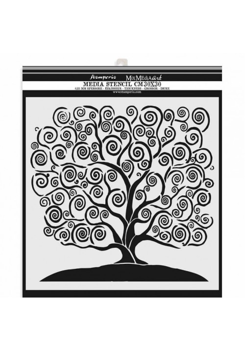 Stencil mix media cm 30x30 Tree of life